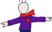 a cartoon figure, arms outstretched